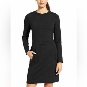 Athleta Ponte Wanderer Zip Dress Black Long Sleeve